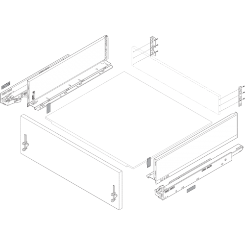 BLUM LEGRABOX SPONDINE BIANCO OPACO ALTEZZA C (128,5 mm), 500 mm