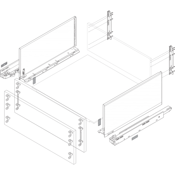 BLUM LEGRABOX SPONDINE BIANCO OPACO ALTEZZA F (241 mm), 500 mm