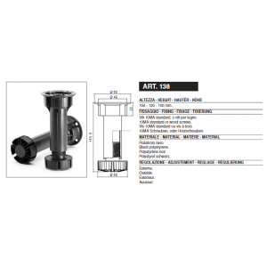 PIEDE IN PLASTICA REGOLABILE H 120 mm (4 PEZZI) - MANART 2