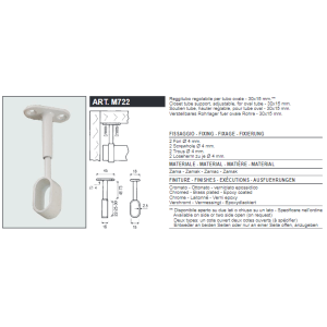 REGGITUBO CHIUSO PER TUBO OVALE CENTRALE NICHELATO - MANART 2