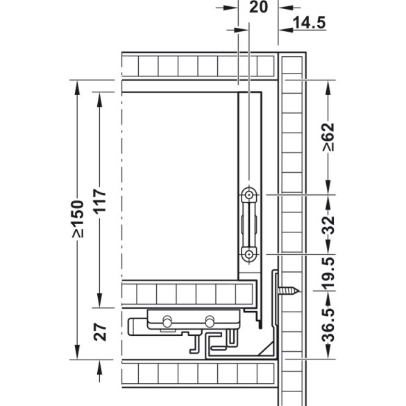SET SPONDA PER CASSETTO H128 MM MATRIXBOX A30 GRIGIO ANTRACITE PROFONDITA' 400MM- HAFELE