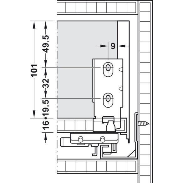 SET SPONDA PER CASSETTO H128 MM MATRIXBOX A30 GRIGIO ANTRACITE PROFONDITA' 400MM- HAFELE