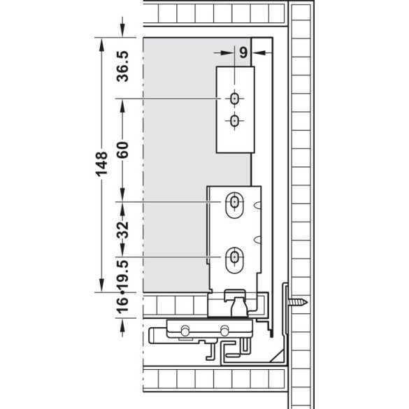SET SPONDA PER CASSETTO H175 MM MATRIXBOX A30 GRIGIO ANTRACITE PROFONDITA' 300MM- HAFELE
