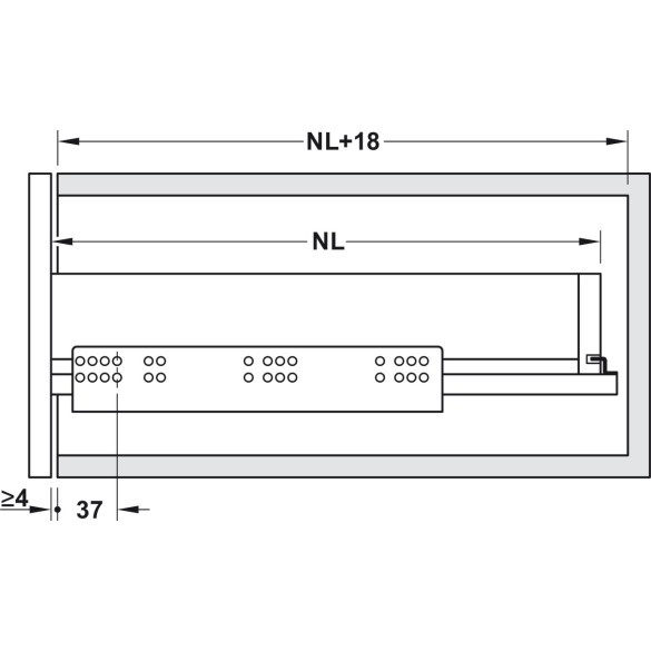 GUIDA CASSETTO SYNCRO MATRIX UMA30 3D ESTRAZIONE TOTALE 450mm 30 KG SPINGI/APRI - HAFELE