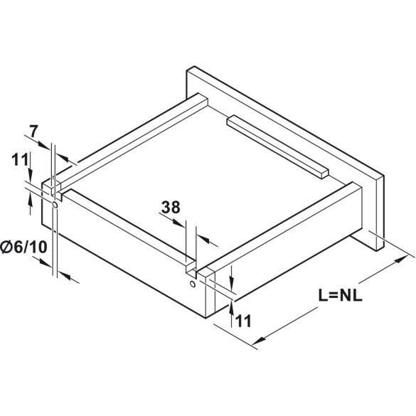 GUIDA CASSETTO SYNCRO MATRIX UMA30 3D ESTRAZIONE TOTALE 270mm 30 KG SPINGI/APRI - HAFELE