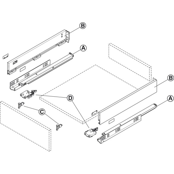 SET SPONDA PER CASSETTO H 89 MM MATRIXBOX A30 BIANCO OPACO PROFONDITA' 450MM - HAFELE
