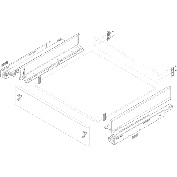 BLUM LEGRABOX SPONDINE GRIGIO ORIONE ALTEZZA M (90,5 mm), 400 mm