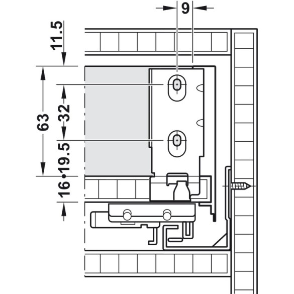 SET SPONDA PER CASSETTO H 89 MM MATRIXBOX A30 GRIGIO ANTRACITE PROFONDITA' 550MM - HAFELE