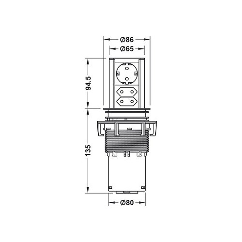MULTIPRESA A SCOMPARSA ELEVATOR CON COPERTURA PUSH 230 V - HAFELE