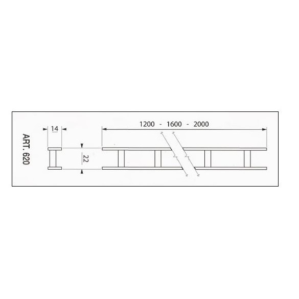 CREMAGLIERA SCALA REALE GB MANZONI IN FERRO NERO OPACO cod.620/160