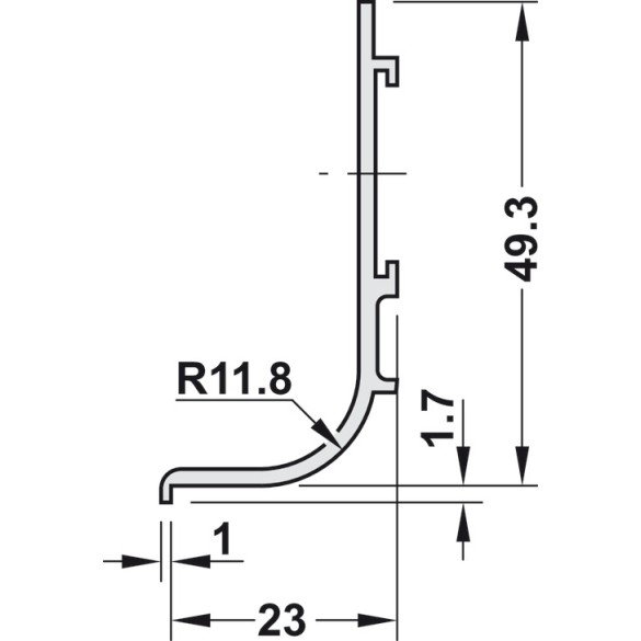 PROFILO PER GOLA, PER FRONTALI SENZA MANIGLIA, IN ALLUMINIO NERO OPACO - HAFELE