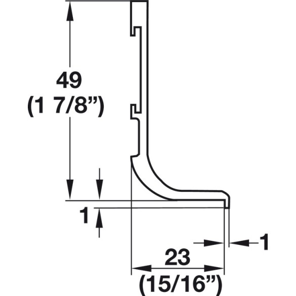 PROFILO PER GOLA, PER FRONTALI SENZA MANIGLIA, IN ALLUMINIO NERO OPACO - HAFELE