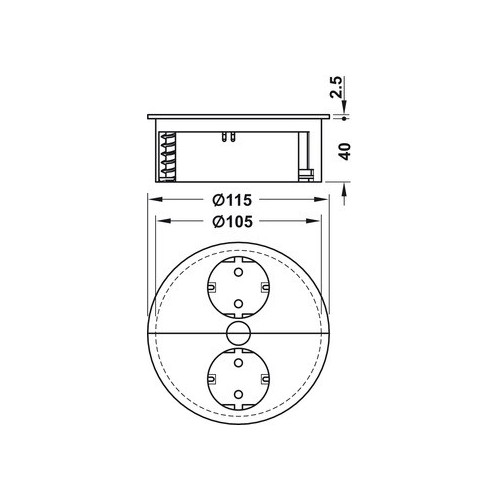 MULTIPRESA A SCOMPARSA ELEVATOR CON COPERTURA PUSH 230 V - HAFELE