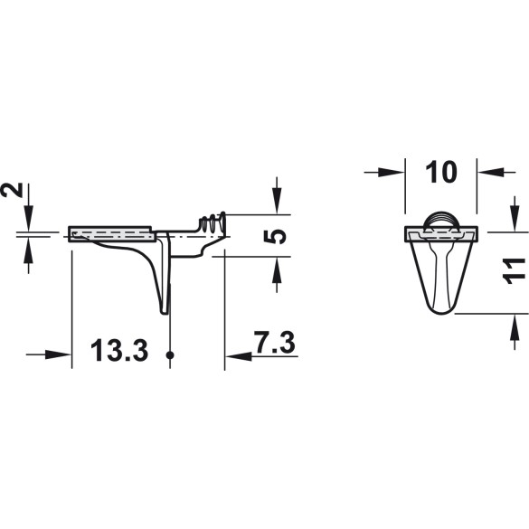 REGGIPIANO NERO CON SUPPORTO TRASPARENTE, 100 PEZZI - HAFELE