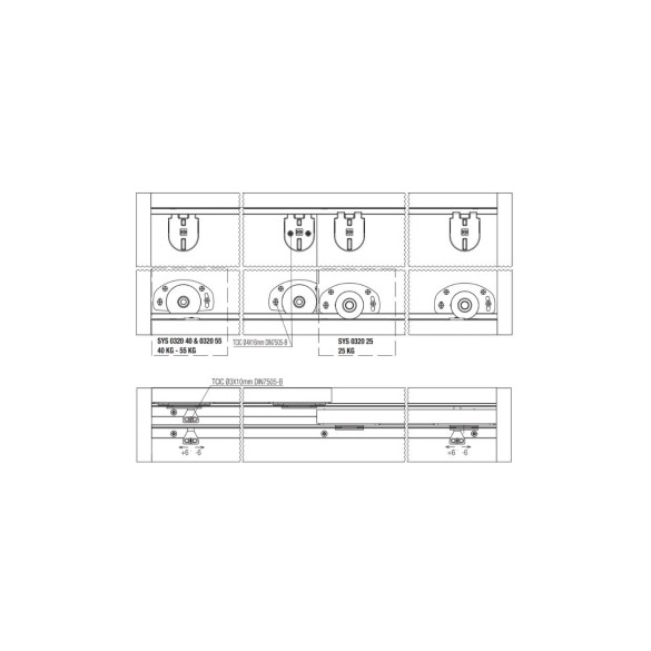 GUARNITURA ANTA SCORREVOLE PER MOBILI PORTATA 40 KG 0320/10 - KOBLENZ