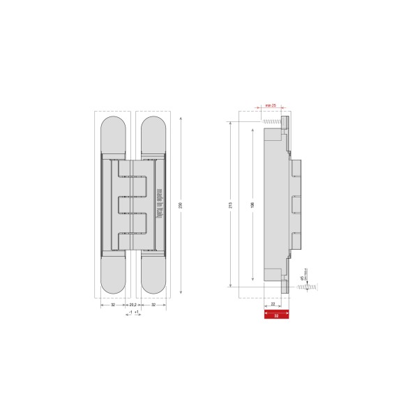 CERNIERA A SCOMPARSA PER PORTE CEAM 1432 3D ARGENTO
