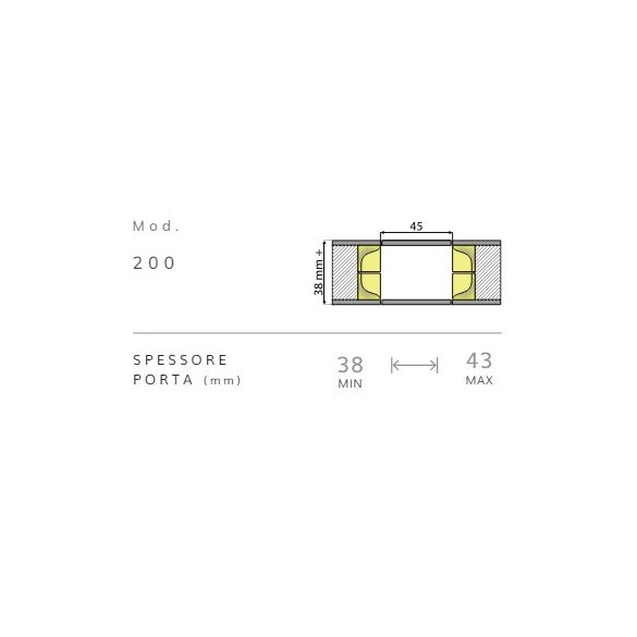 MANIGLIA A SCOMPARSA DOPPIA PER PORTE INTERNE SP. 38-43 NS 200 - BONAITI