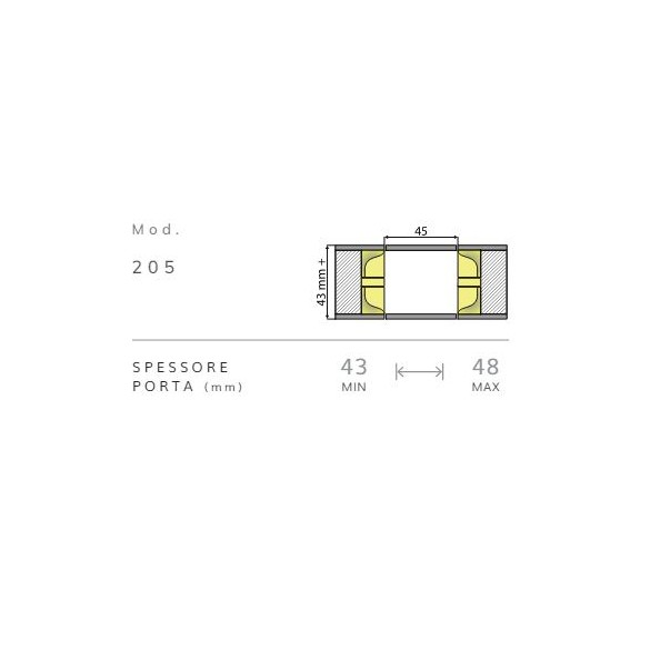 MANIGLIA A SCOMPARSA DOPPIA PER PORTE INTERNE SP.43-48 NS 205 - BONAITI