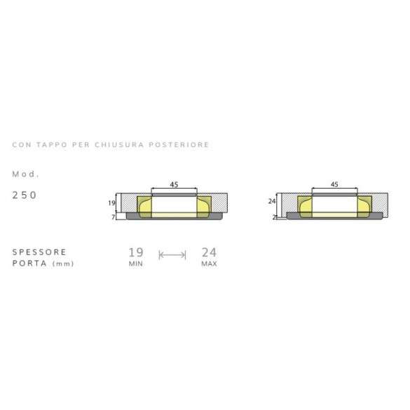 MANIGLIA A SCOMPARSA SINGOLA PER MOBILI SP. 19-24 NK 250 - BONAITI
