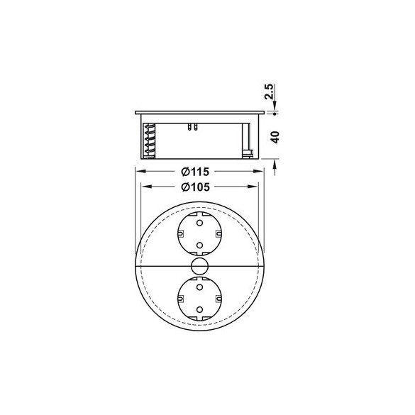 MULTIPRESA A SCOMPARSA ELEVATOR CON COPERTURA PUSH 230 V - HAFELE