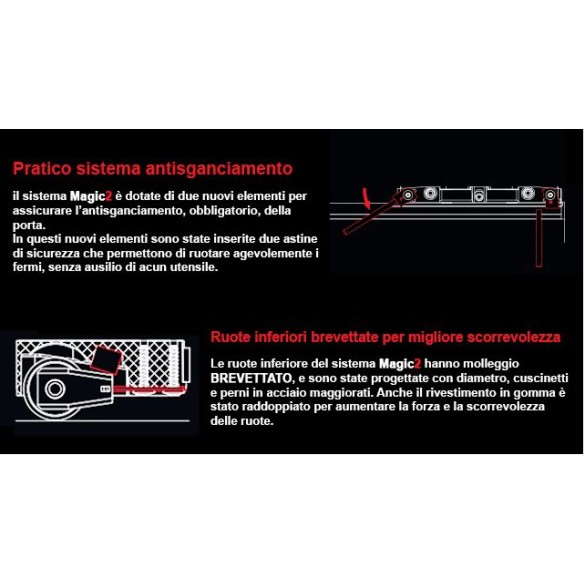KIT MAGIC 2 FRAME NERO, SCORREVOLE CON PROFILO IN ALLUMINIO PER PORTE IN VETRO
