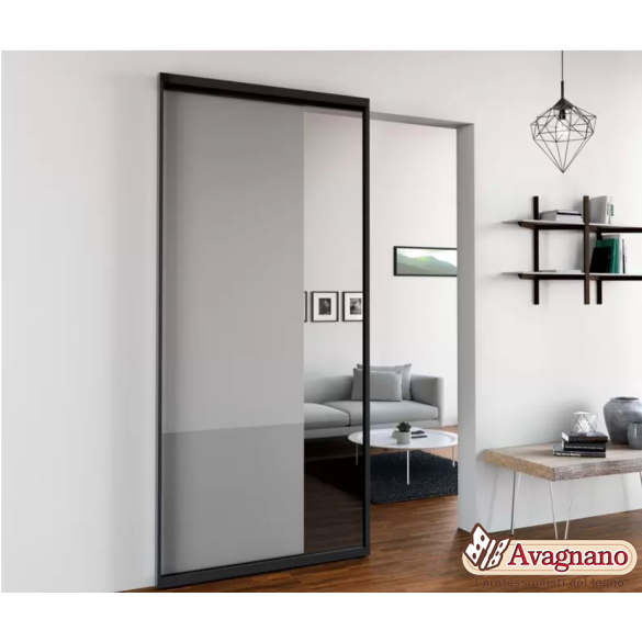 KIT MAGIC 2 FRAME ARGENTO, SCORREVOLE CON PROFILO IN ALLUMINIO PER PORTE IN VETRO