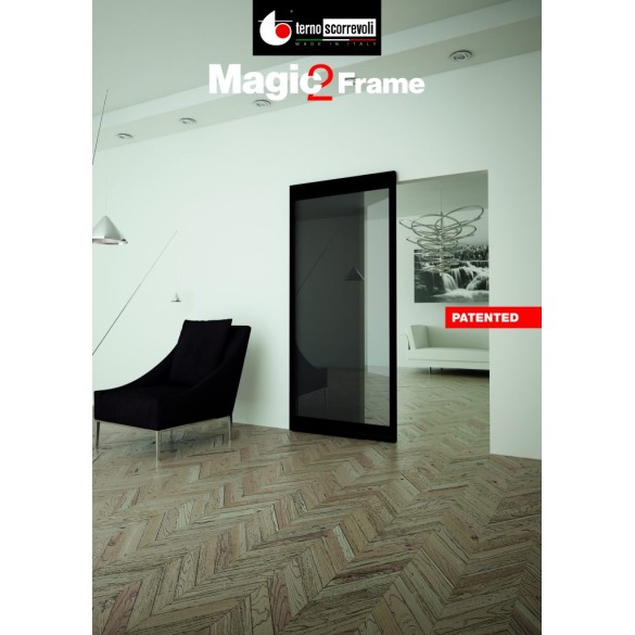 KIT MAGIC 2 FRAME NERO, SCORREVOLE CON PROFILO IN ALLUMINIO PER PORTE IN VETRO