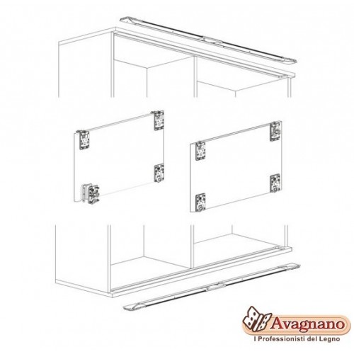 SISTEMA SCORREVOLE PER ANTE ALLINEATE SWITCH 2 ANTE LARGEZZA 900 MM NERO PER PORTE SCORREVOLI DI MOBILI - TERNO