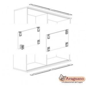 SISTEMA SCORREVOLE PER ANTE ALLINEATE SWITCH 2 ANTE LARGEZZA 900 MM NERO PER PORTE SCORREVOLI DI MOBILI - TERNO 2