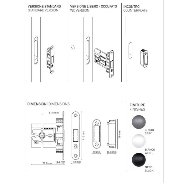 SCROCCHETTO LINK+MECCANISMO WC L/O SCR202 GRIGIO - CB SYSTEMS