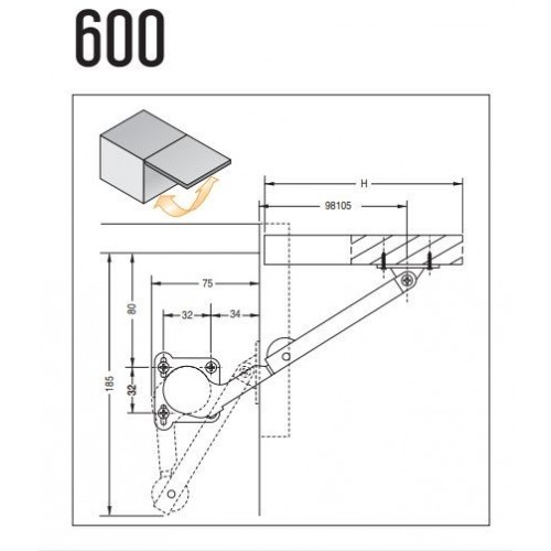 SNODO DX PER ANTA A RIBALTA 150N CEAM 600