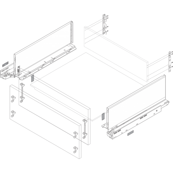 BLUM LEGRABOX SPONDINE BIANCO OPACO ALTEZZA C (177 mm), 500 mm