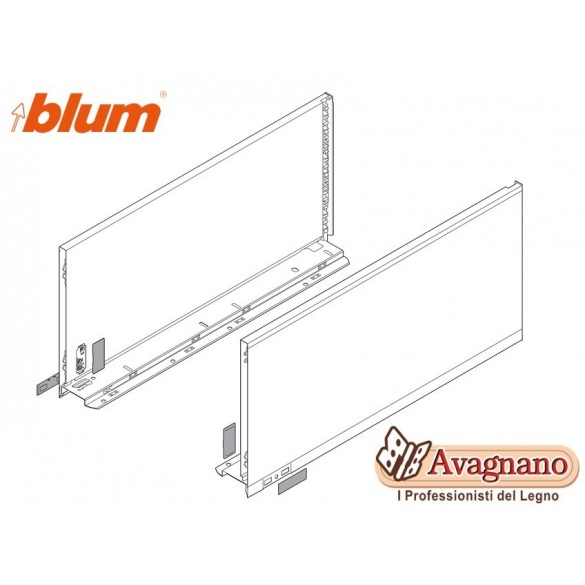 BLUM LEGRABOX SPONDINE GRIGIO ORIONE ALTEZZA F (241 mm), 500 mm