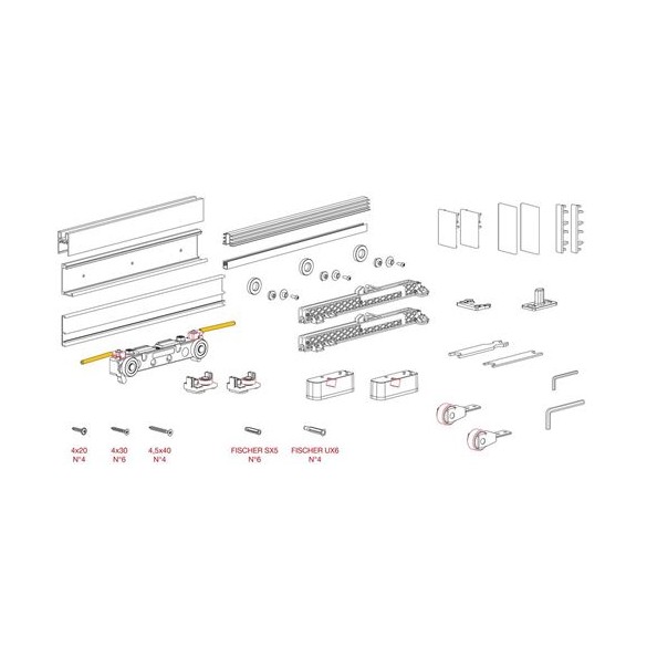 SISTEMA INVISIBILE MAGIC 2 VETRO 1100 mm10 NERO TERNO PER PORTE SCORREVOLI IN VETRO