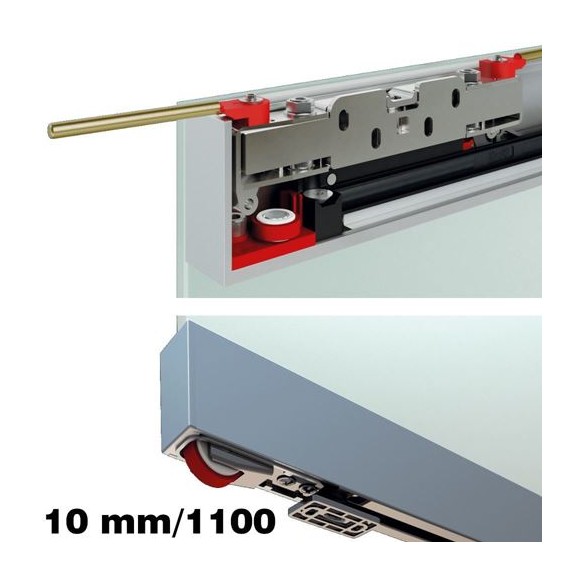 SISTEMA INVISIBILE MAGIC 2 VETRO 1800 mm10 NERO TERNO PER PORTE SCORREVOLI IN VETRO