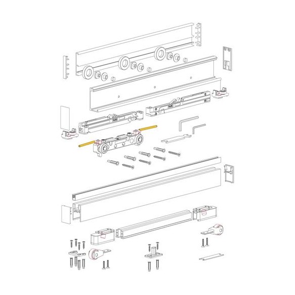 SISTEMA INVISIBILE MAGIC 2 VETRO 1800 mm10 NERO TERNO PER PORTE SCORREVOLI IN VETRO