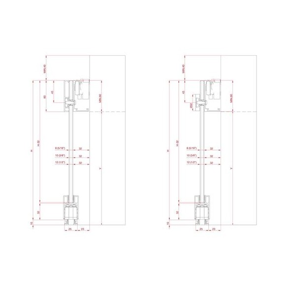 SISTEMA INVISIBILE MAGIC 2 VETRO 1800 mm10 NERO TERNO PER PORTE SCORREVOLI IN VETRO