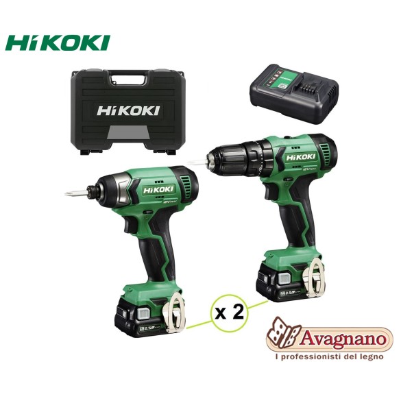 KIT KC12HKDA2 TRAPANO CON PERCUSSIONE DV12DA E AVVITATORE AD IMPULSI WH12DA - HIKOKI