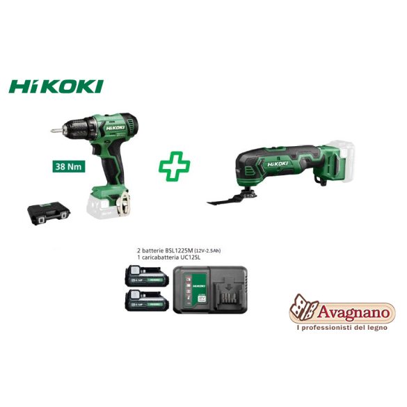 KIT KC12HKCV TRAPANO CON PERCUSSIONE DV12DA E MULTIFUNZIONE CV12DA - HIKOKI