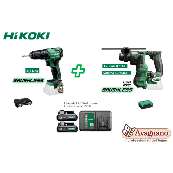 KIT KC12DH TRAPANO CON PERCUSSIONE DV12DD E TASSELLATORE DH12DD - HIKOKI