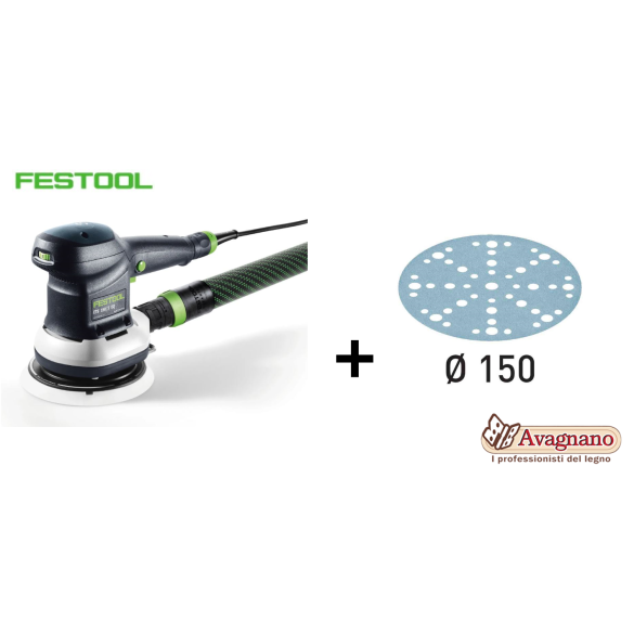 KIT Levigatrice orbitale ETS 150/3 o 150/5 EQ + 500 Dischi Granat Festool