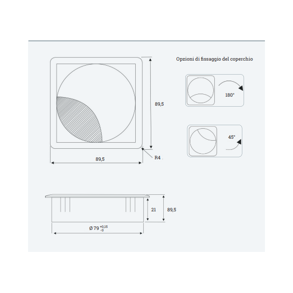 PASSACAVO QUADRO E SPAZZOLA NERA DIAMETRO 80 mm CROMO LUCIDO - BMB