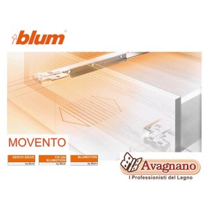 BLUM MOVENTO con BLUMOTION S, Estrazione totale per Cassetto in legno, 40 kg, LN 350 mm,