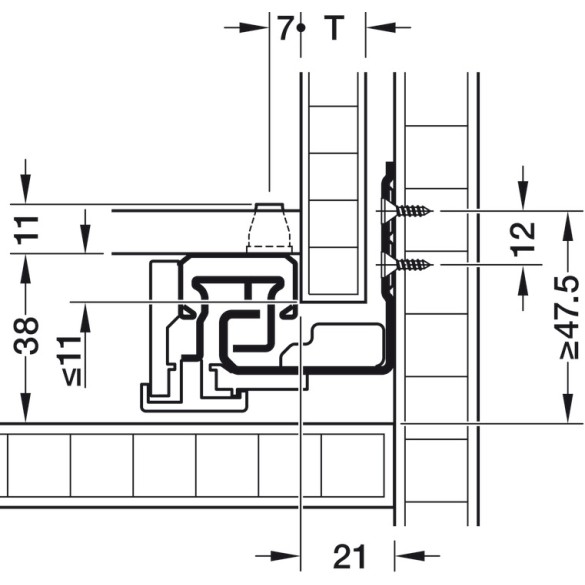 GUIDA CASSETTO SYNCRO MATRIX UMA50 3D ESTRAZIONE TOTALE 600mm 50 KG AMMORTIZZATA - HAFELE