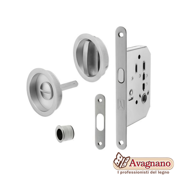KIT MANIGLIA INCASSO PORTE SCORREVOLI TONDO CROMO SATINATO - MARIVA
