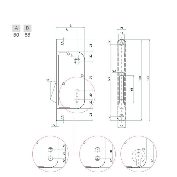 SERRATURA MAGNETICA B ONE OTTONE - BONAITI