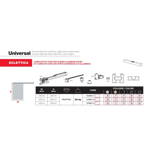 ANTA IN ALLUMINIO SCORREVOLE UNIVERSAL 150X300 cm ARGENTO - TERNO