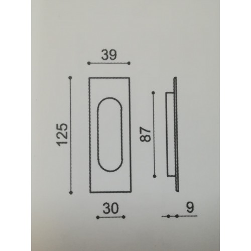 MANIGLIA INCASSO RETTANGOLARE CON FORO ORO LUCIDO - MARIVA