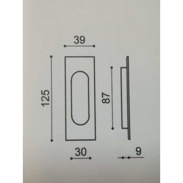 MANIGLIA INCASSO RETTANGOLARE CON FORO ORO LUCIDO - MARIVA