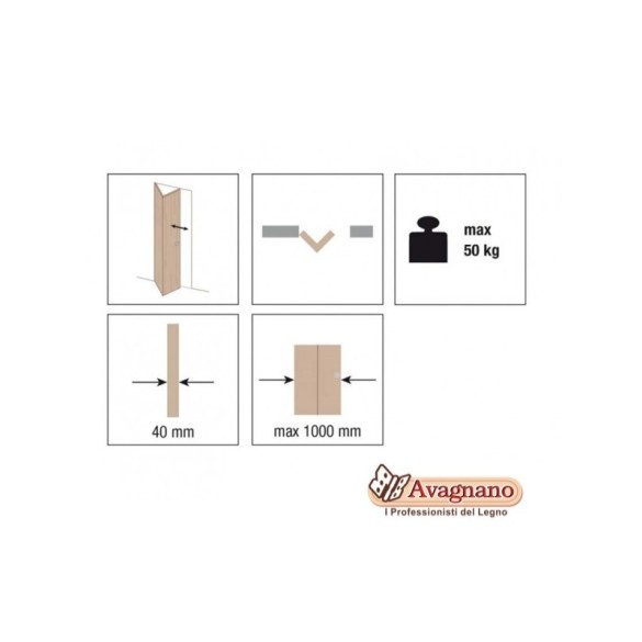 KIT PORTA A LIBRO A BATTENTE PORTATA 50 KG AMBIDESTRO - KOBLENZ